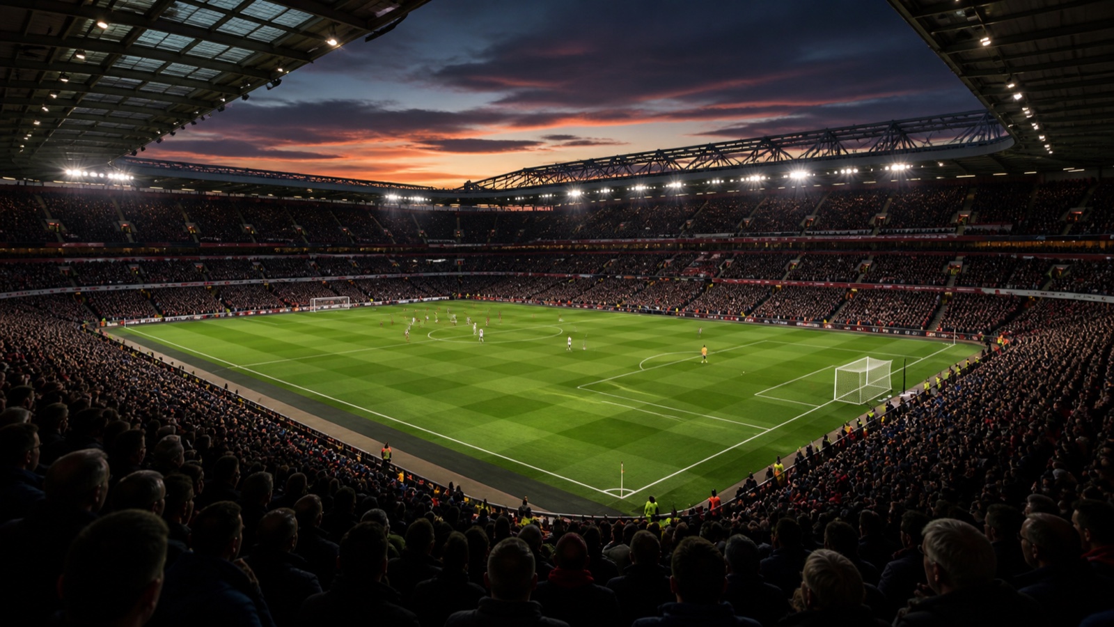 Fußballstadion in Deutschland am Abend
