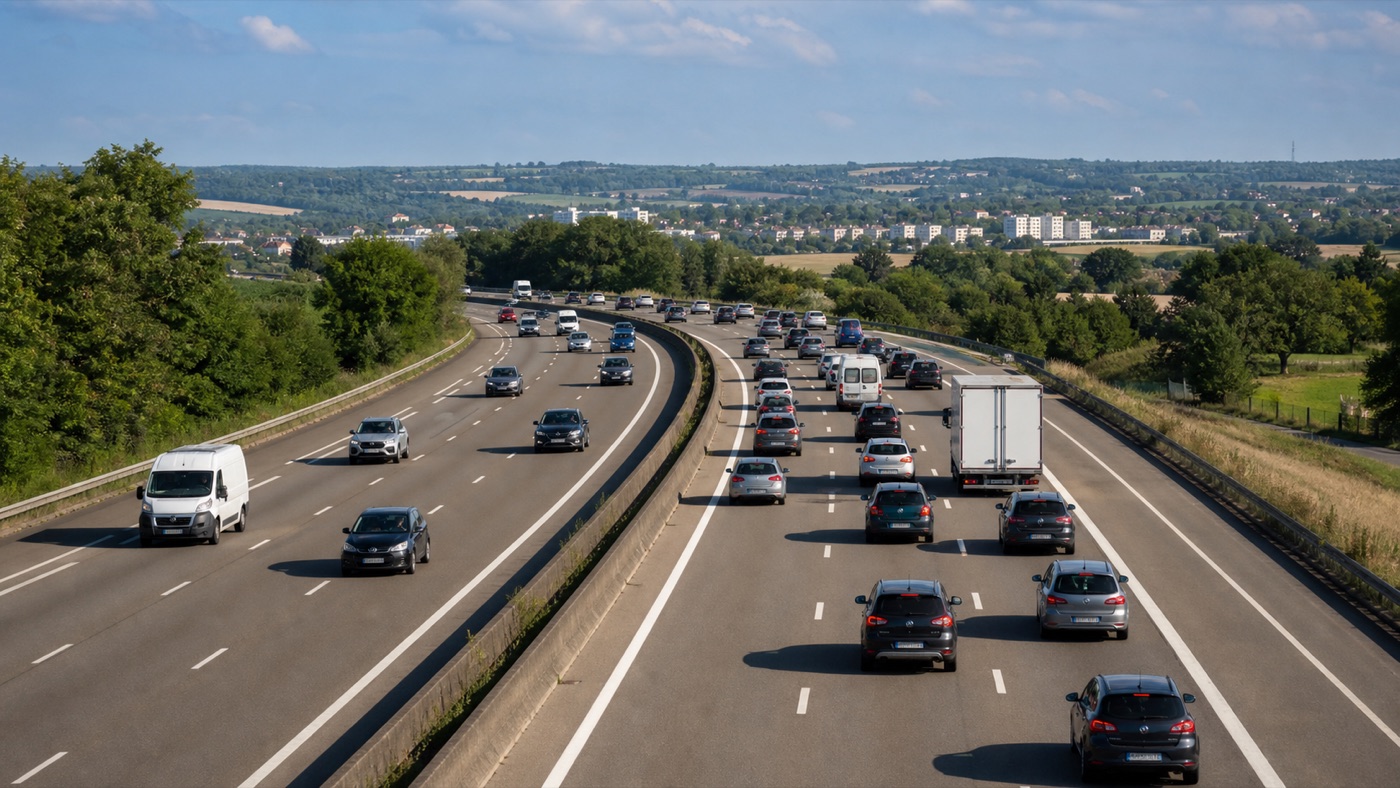 Aktuelle Verkehrslage auf einer Fernstraße